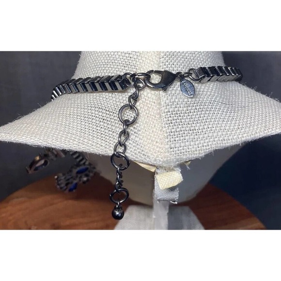 Express Y2k Blue Crystal Silver Wings Beautiful Statement Necklace - Picture 11 of 15